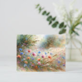 Vintage Flowers Field Nature Scene ポストカード (スタンド正面)