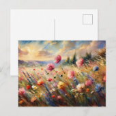Vintage  Flowers Field Nature Scene Impressionist ポストカード (正面/裏面)