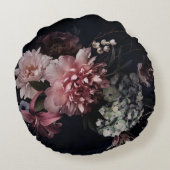 Vintage flowers. Peonies, tulips, lily, hydrangea ラウンドクッション (裏面)