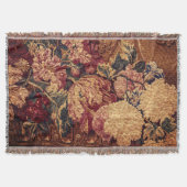 Vintage flowers woven jaquard blanket スローブランケット (正面)