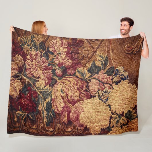Vintage flowers woven jaquard blanket フリースブランケット (インサイチュ)