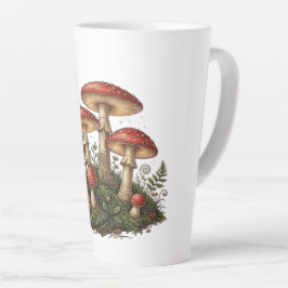 Vintage Fly Agaric Mushroom Illustration カフェラテマグ
