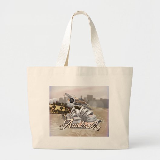 Vintage Fly To Australia ラージトートバッグ (正面)