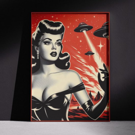 Vintage Flying Saucers Pin-up ポスター