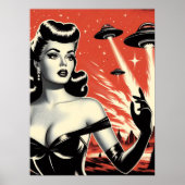Vintage Flying Saucers Pin-up ポスター (正面)