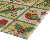 Vintage Folk Art Christmas Bird Holly Pattern カッティングボード (角)
