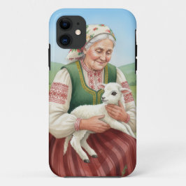 Vintage Folk Art Grandma Lamb Phone Case iPhone 11 ケース