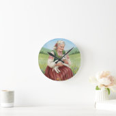 Vintage Folk Art Grandma Lamb Wall Clock ラウンド壁時計 (ホーム)