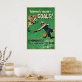 Vintage Football Poster Teamwork Motivation Art ポスター (キッチン)