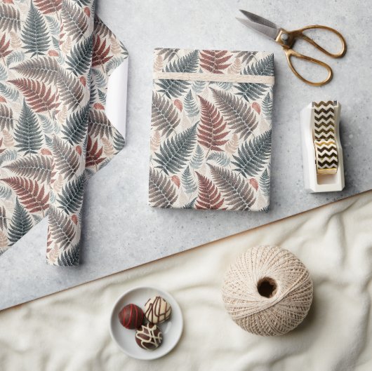 Vintage Forest Ferns Botanical Print ラッピングペーパー (クラフト)