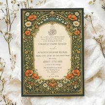Vintage Forest Floral Art Nouveau Islamic Wedding
