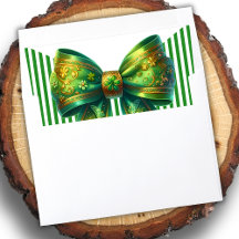 Vintage Forest Green Gold Striped Luxury Big Bow