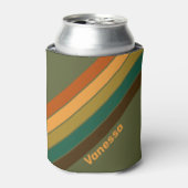 Vintage Forest Marsh Stripes with Name 缶クーラー (缶正面)