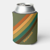 Vintage Forest Marsh Stripes with Name 缶クーラー (缶裏面)