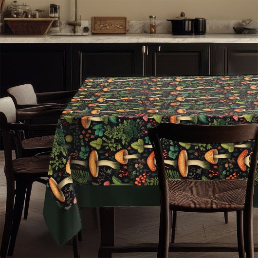 Vintage Forest Tablecloth Cozy Mushroom Design テーブルクロス