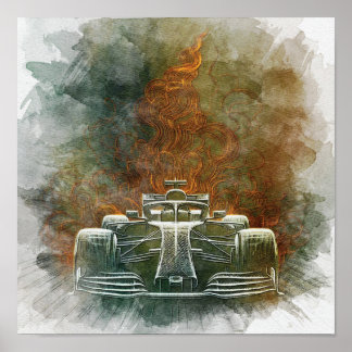 Vintage formulavClassic Race Car in Motion ポスター