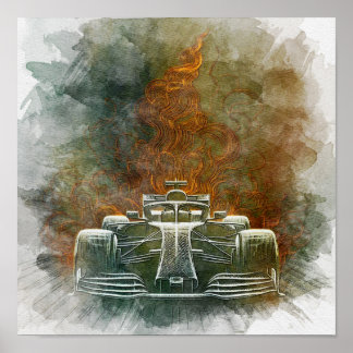 Vintage formulavClassic Race Car in Motion ポスター