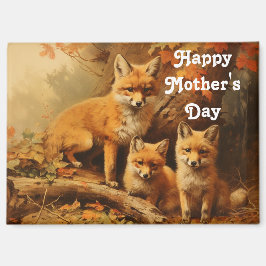 Vintage Fox Family Mother's Day Magnet マグネット