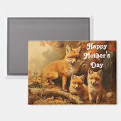 Vintage Fox Family Mother's Day Magnet マグネット (正面/裏面)