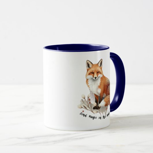 Vintage Fox with Botanical Accents マグカップ (正面右)