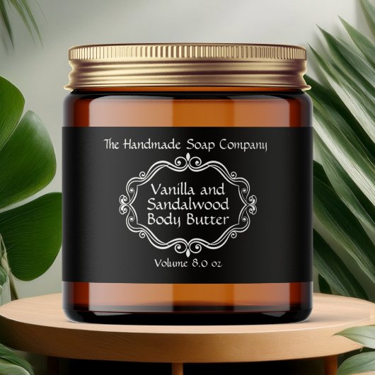 Vintage Frame Black Cosmetics Jar Label ペットボトルラベル