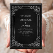 Vintage Frame Black Silver Wedding 招待状