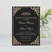 Vintage Frame Black Stylish Script Muslim Wedding 招待状 (スタンド正面)