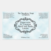 Vintage Frame Blue Parchment Cosmetics Bottle 長方形シール (正面)