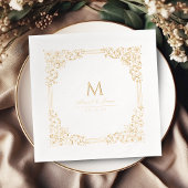 Vintage Frame Elegant Wedding Monogram 箔ナプキン