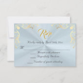 Vintage Frame Quinceanera RSVP - Blue/Gold (正面)