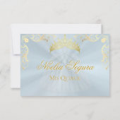 Vintage Frame Quinceanera RSVP - Blue/Gold (裏面)