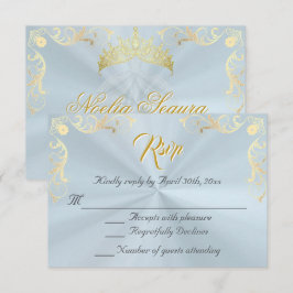 Vintage Frame Quinceanera RSVP - Blue/Gold