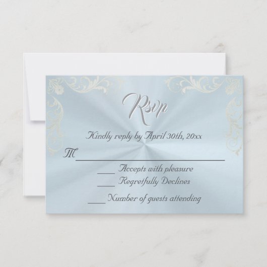 Vintage Frame Quinceanera RSVP - Blue/Silver (正面)