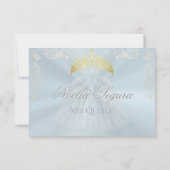 Vintage Frame Quinceanera RSVP - Blue/Silver (裏面)