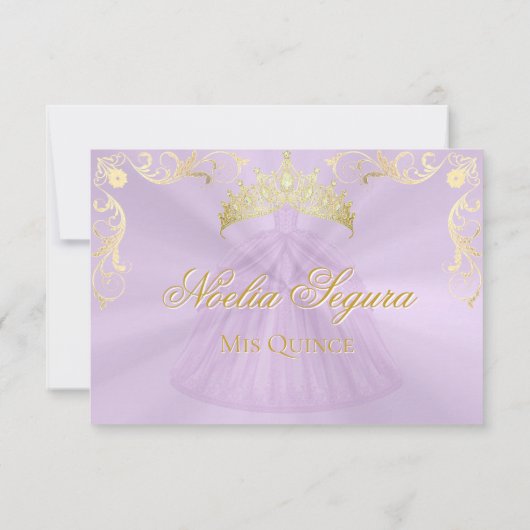 Vintage Frame Quinceanera RSVP - Lavender/Gold (裏面)