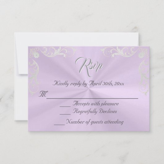 Vintage Frame Quinceanera RSVP - Lavender/Silver (正面)