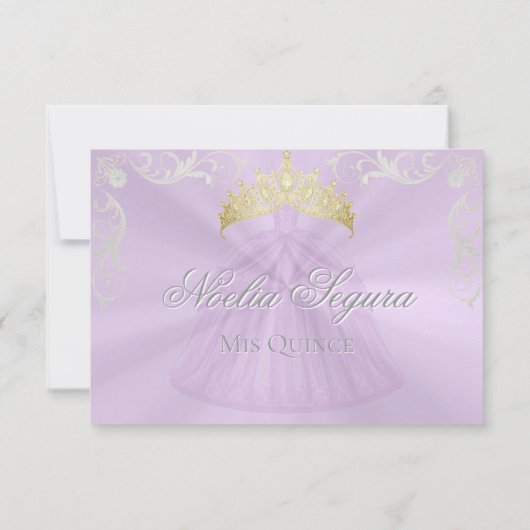 Vintage Frame Quinceanera RSVP - Lavender/Silver (裏面)