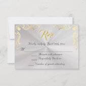 Vintage Frame Quinceanera RSVP - Pearl/Gold (正面)