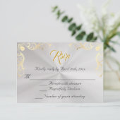 Vintage Frame Quinceanera RSVP - Pearl/Gold (スタンド正面)