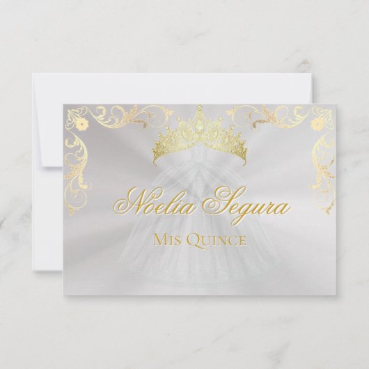 Vintage Frame Quinceanera RSVP - Pearl/Gold (裏面)