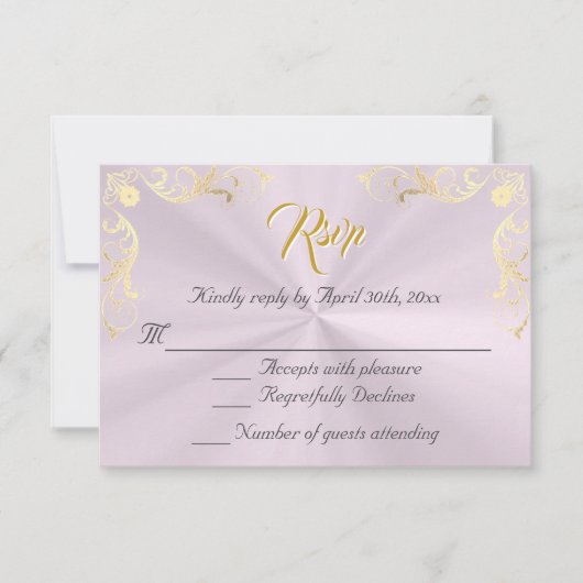 Vintage Frame Quinceanera RSVP - Pink/Gold (正面)