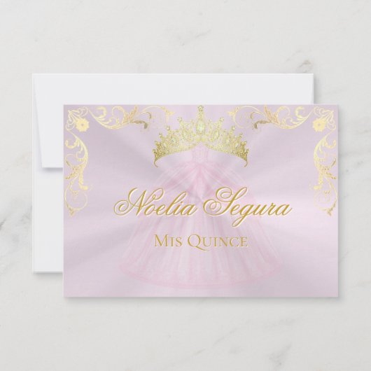 Vintage Frame Quinceanera RSVP - Pink/Gold (裏面)