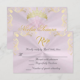 Vintage Frame Quinceanera RSVP - Pink/Gold
