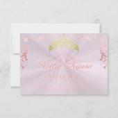 Vintage Frame Quinceanera RSVP - Pink/Rose Gold (裏面)