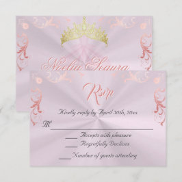 Vintage Frame Quinceanera RSVP - Pink/Rose Gold