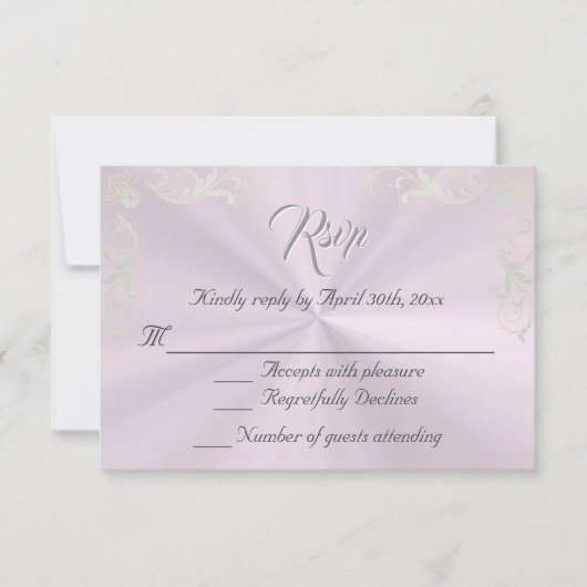 Vintage Frame Quinceanera RSVP - Pink/Silver (正面)