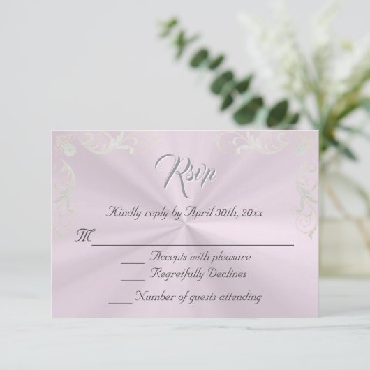 Vintage Frame Quinceanera RSVP - Pink/Silver (スタンド正面)