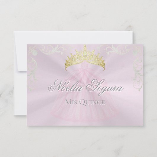 Vintage Frame Quinceanera RSVP - Pink/Silver (裏面)