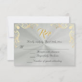 Vintage Frame Quinceanera RSVP - Sage/Gold (正面)