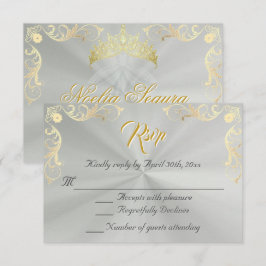 Vintage Frame Quinceanera RSVP - Sage/Gold